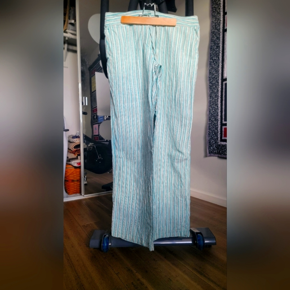 Tommy Bahama Linen Wide Leg Seamed Pockets Trouser